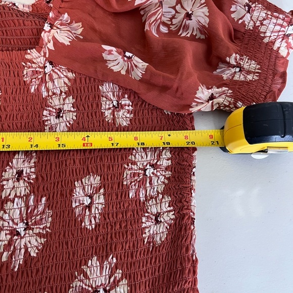 Madewell Georgette Lucie Sz XL Boho Smocked Floral Bloomcore Puff Sleeve Blouse - Picture 6 of 13